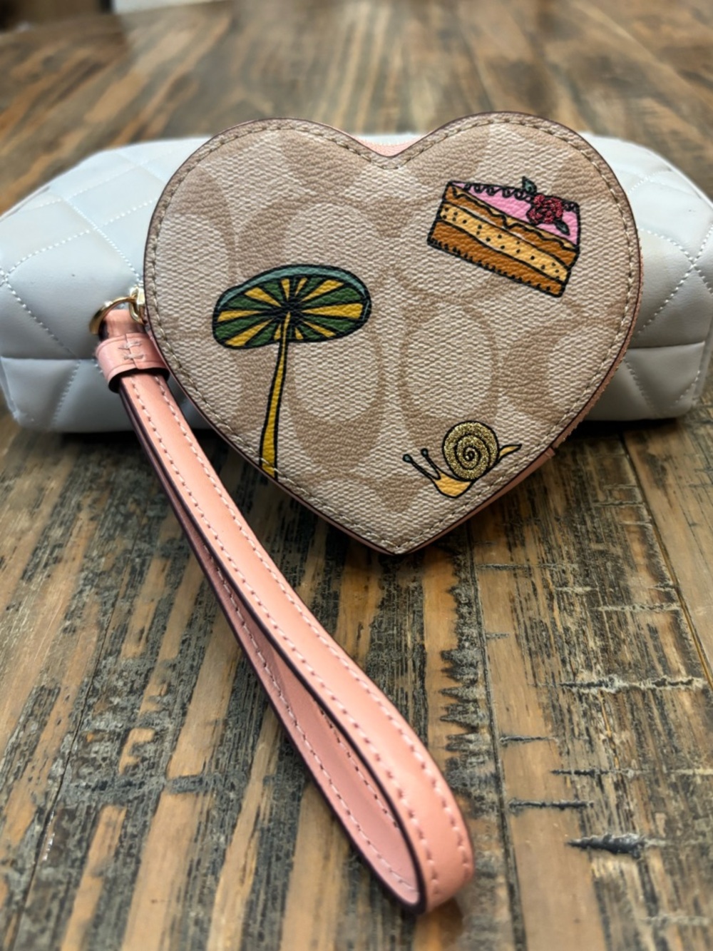Coach Heart Shape Coin Wristlet